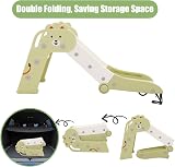 YULEYU Kids Foldable Toddler Slide Indoor Outdoor Play Equipment White Green view 4