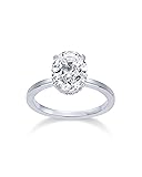 PAVOI Rhodium Plated Oval Engagement Ring for Women