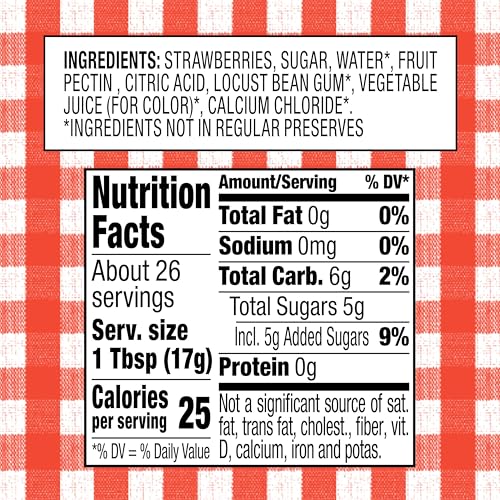 SMUCKER’S LOW SUGAR STRAWBERRY REDUCED SUGAR PRESERVES, 15.5 OUNCES