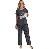 weVSwe Womens Pajamas Set Two Piece Short Sleeve Long Pants Outfits Casual Sleepwear Pullover Top Comfy Loungewear Set S-XXL