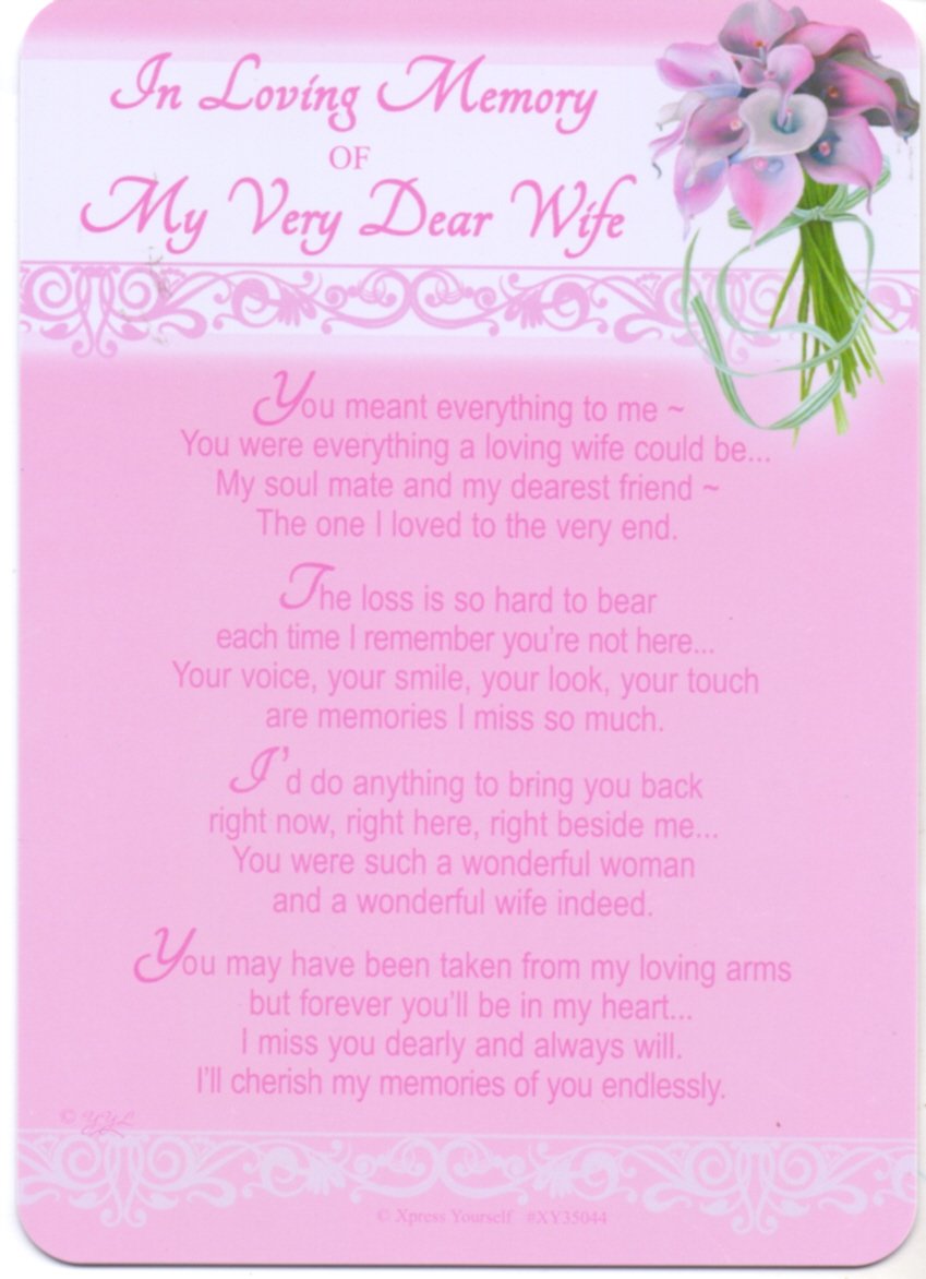In Loving Memory - Of My Very Dear Wife - Grave/Graveside Memorial Card