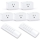 G-Homa Remote Control Outlet, Wireless Electrical Outlets Switch Plug for Household Appliances, Christmas Lights, 100FT Long Range, Learning Code, 1875W/15A, FCC &amp; ETL Listed (5 Sockets+2 Remotes)