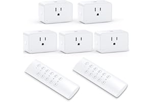 G-Homa Remote Control Outlet, Wireless Electrical Outlets Switch Plug for Household Appliances, Christmas Lights, 100FT Long Range, Learning Code, 1875W/15A, FCC & ETL Listed (5 Sockets+2 Remotes)