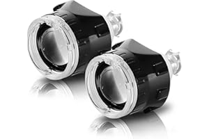 AILEO 2.5 inch Bi-Xenon HID Projector Lens H4 H7 H11 Car Retrofit Styling Use H1 light Universal (Black Shroud with White Angel Eyes)