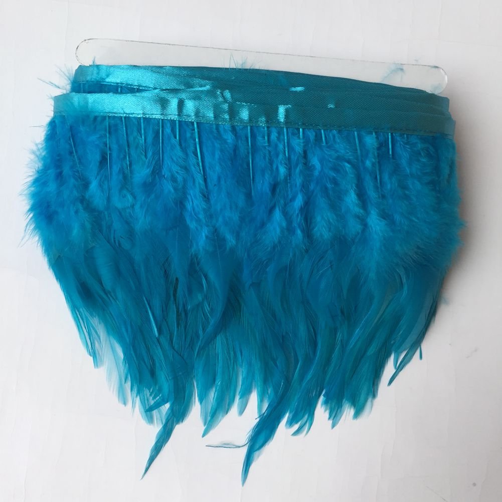 Sowder Rooster Hackle Feather Fringe Trim for Custume Dress Decoration Pack of 5 Yards(Turquoise)