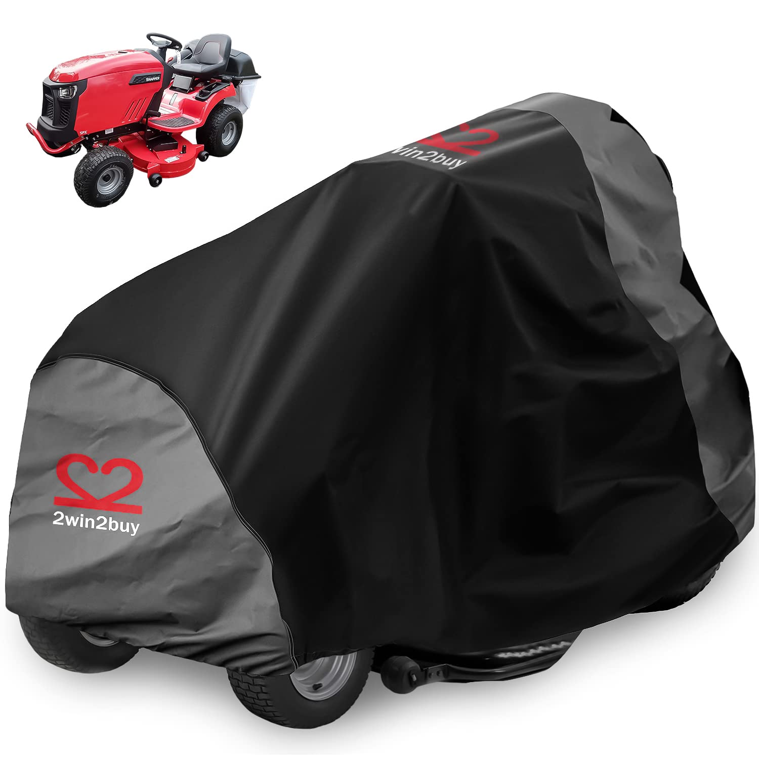 Riding Lawn Mower Cover, Upgrade Heavy Duty 600D Waterproof Polyester Oxford Tractor Cover UV & Dust & Water Resistant, Universal Fit Decks up to 54" with Drawstring & Storage Bag Image