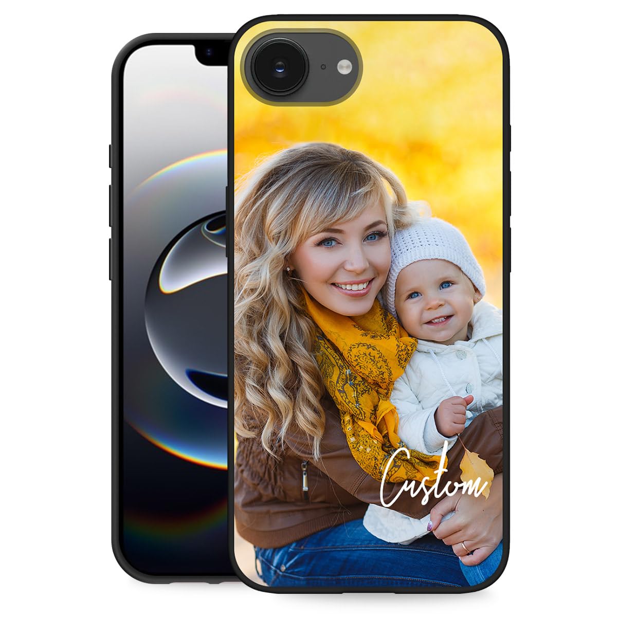 Custom Case for Apple iPhone 16E/SE 4 Gen Personalized Phone Cover with Photo Logo Text,Customize Picture Name Design Protective TPU Cases Soft Slim Black, 16E/SE4 2025 New Case
