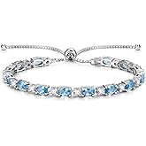 FANCIME Birthstone Tennis Bracelets Sterling Silver Bolo Tennis Bracelets Charm Fine Jewelry Birthday Gifts for Women Mom Wife Her