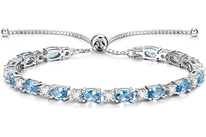 FANCIME Birthstone Tennis Bracelets Sterling Silver Bolo Tennis Bracelets Charm Fine Jewelry Birthday Gifts for Women Mom Wife Her