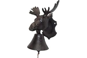 NACH Wall Mounted Rustic Black Cast Iron Dinner Bell and Doorbell, Moose Head Doorbell, 5x8.5x9 inch, JS-90-089 - Ships from 