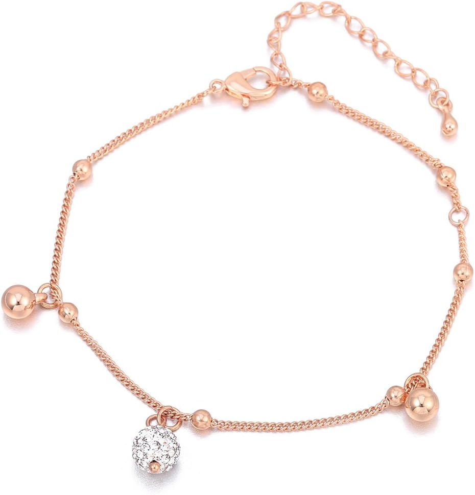 Ouran Ankle Bracelet for Women,Charm Pendant Anklets for Girls Adjustable Foot Chain Gold and Silver Anklet with CZ Crystal