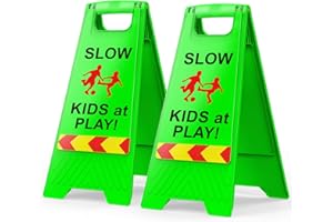 CRAGIEER 2 Pack Kids at Play Signs with Reflective Tape, Children at Play Safety Signs Double-Sided Text and Graphics Easier to Identify, Kids at Play Safety for Street Neighborhoods Commuity(Green)