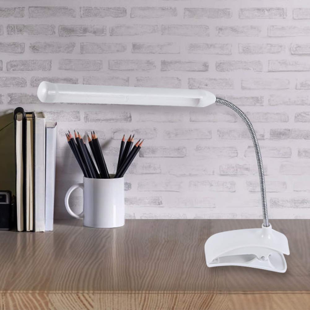 LED Desk Lamp USB LED Light Led Reading Light LED Clip Book Light USB Bedside Desk Book Lamp Music Stand Light with Eye Protection for Office and Bedroom (White)