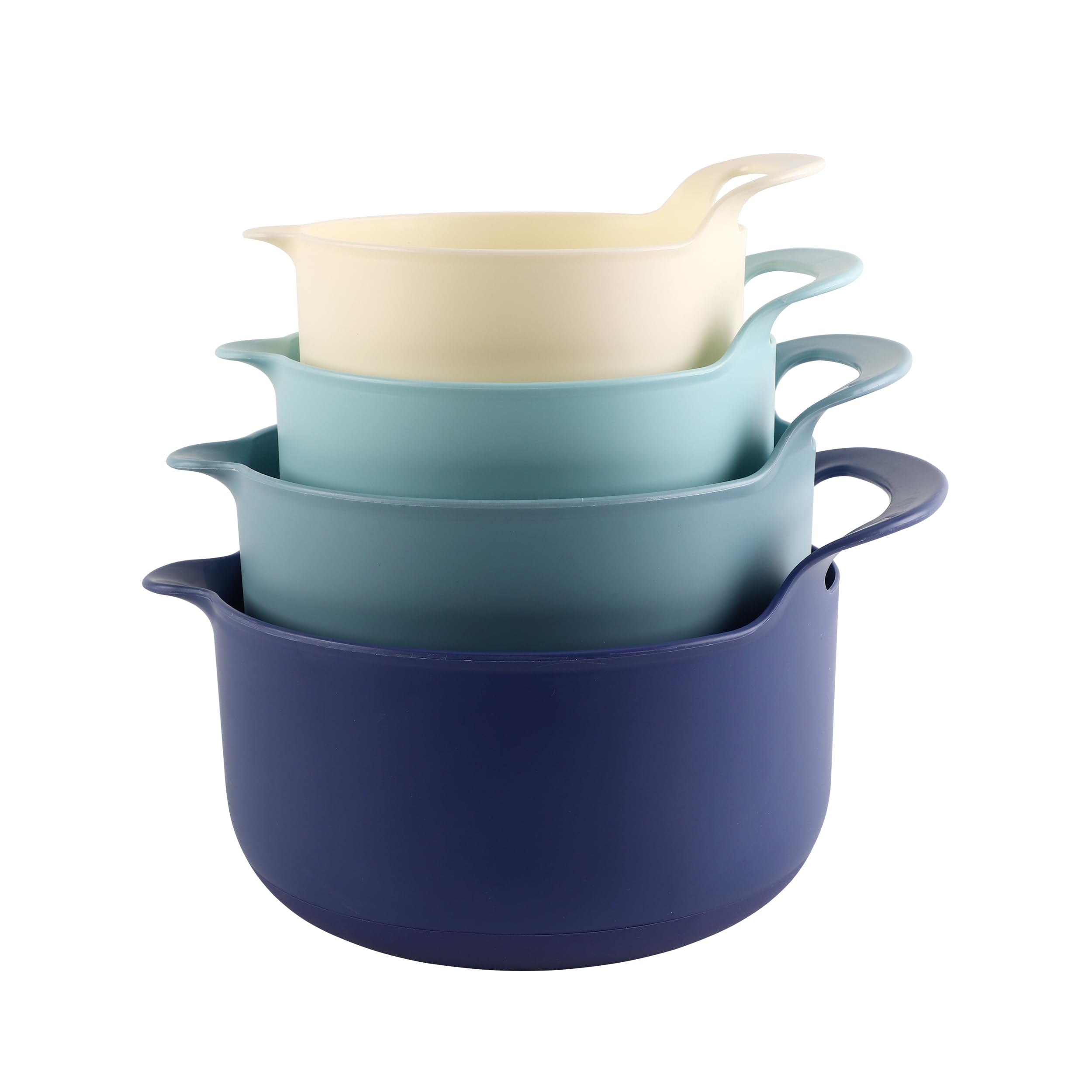 Photo 1 of COOK WITH COLOR Nesting Plastic Mixing Bowl Set with Pour Spouts and Handles, Ombre Blue, 4 Piece Non-Slip