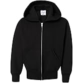 Hanes Boys' EcoSmart Full Zip Hooded Jacket, Black, Medium