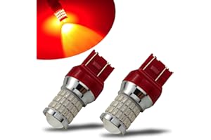 iBrightstar 9-30V Flashing Strobe Blinking Brake Lights 7440 7443 T20 LED Bulbs with Projector Replacement for Tail Brake Stop Lights, Brilliant Red