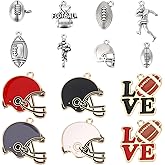 SUNNYCLUE 52Pcs 14 Styles Silver Rugby Charms Sports Bracelet Charms Colorful Metal Baseball Football Helmet Heart Human Enamel Alloy Small Pendants for Jewelry Making Necklaces Bracelets DIY Crafts