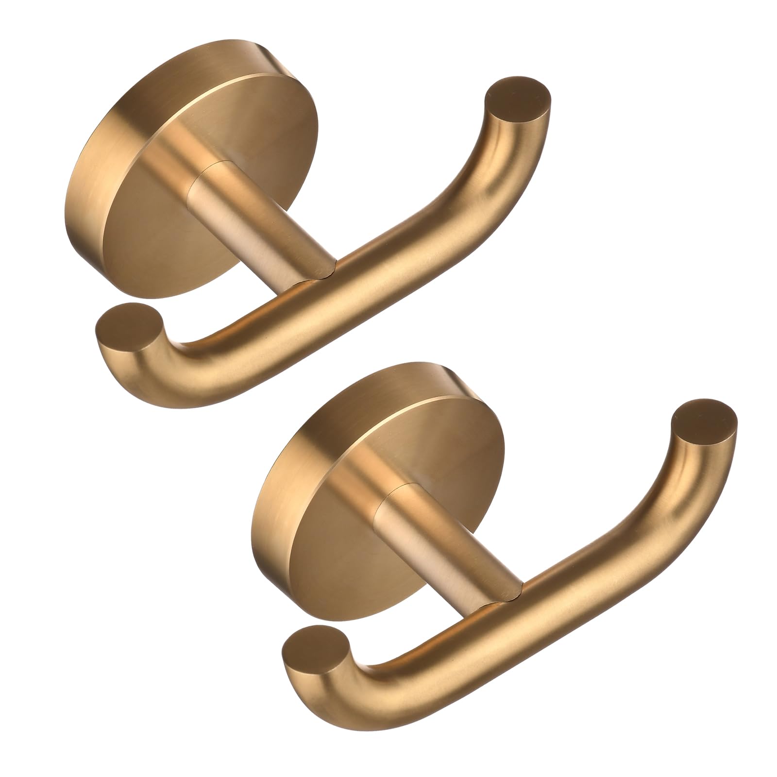 2 Pcs Bathroom Towel Hook Set Stainless Steel Coat and Hat Hook Brushed Brass Robe Hook Brushed Gold Towel and Bath Wall Mounted for Bedroom or Kitchen Towel Hooks