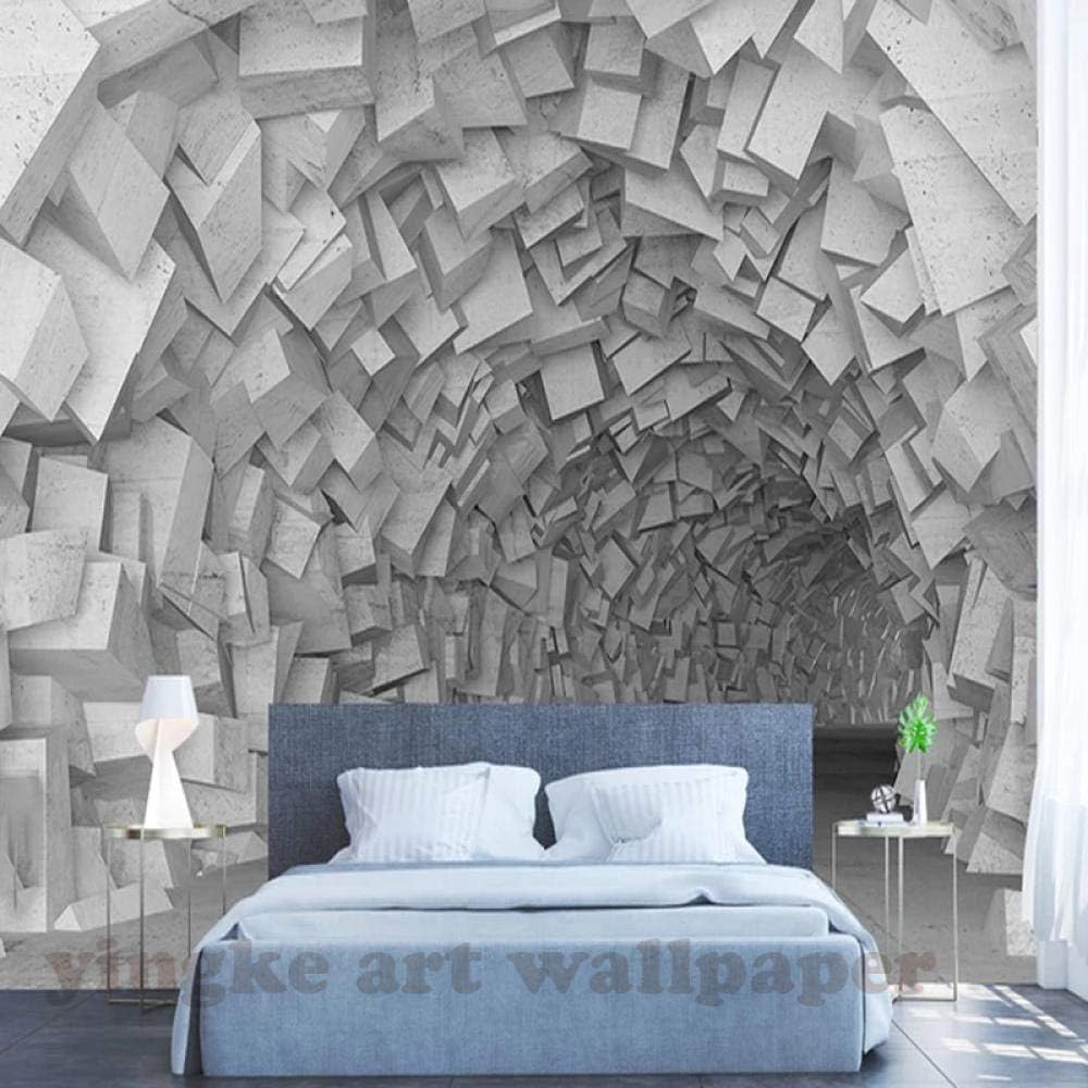 WORINA Photo 3D Wallpaper Mural 3D Brick Simple Stereoscopic Space Geometry Build Wall Paper Living Room Bedroom Tv Background 400x280_cm_(157.5_by_110.2_in_)_