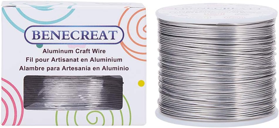 BENECREAT Aluminiumdraht 1mm | 150m Rolle 18 Gauge | Für Schmuck & Bastelprojekte | Anlaufbeständig