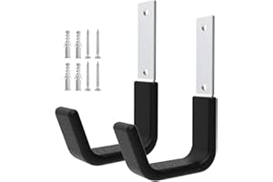 Juformin Heavy Duty Garage Utility Hooks - Wall Mount Multi-Use Storage Hooks for Hose, Bike, Chainsaw, Leaf Blower, Ladder Hanger (2 Small)