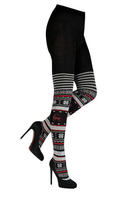 CRÖNERT Damen Strumpfhose Strickstrumpfhose Design Hirsche 72230