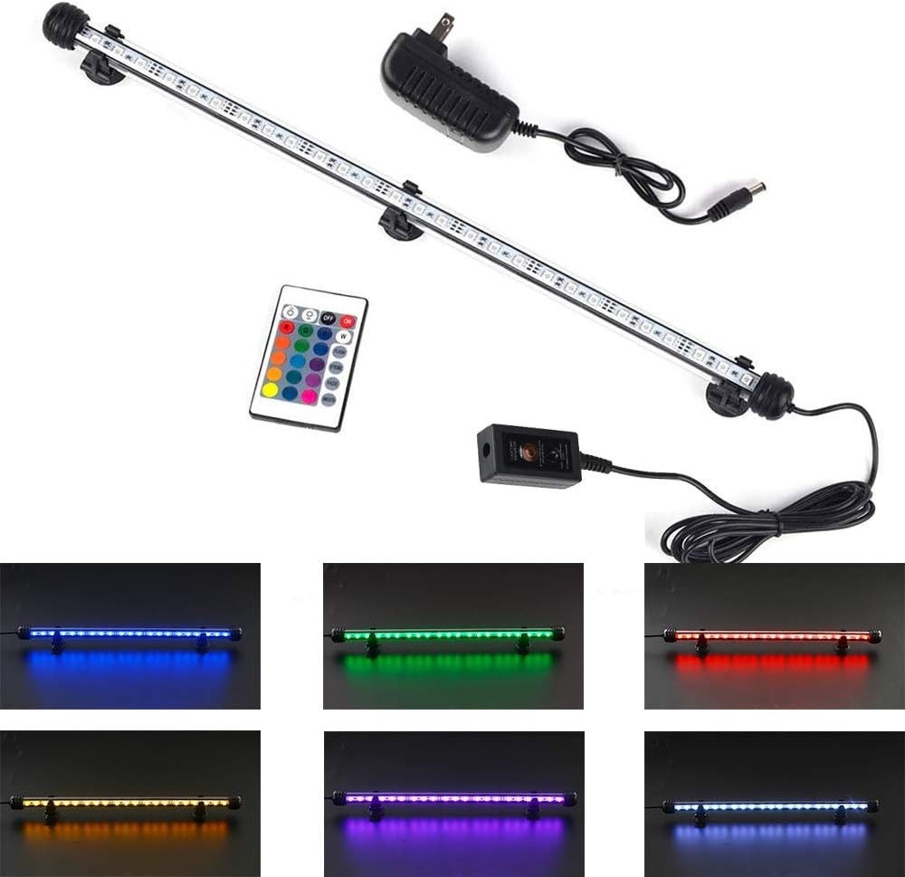 FINEIAM LED Aquarium Light, Submersible Fish Tank Light Underwater LED Lights, RGB Remote Control, Colorful LEDs
