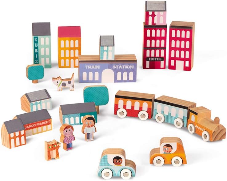 Janod J08071 Kubix-22 City Pieces, Multicolored