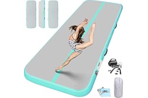 BCGA Inflatable Gymnastics Mat, Air Tumbling Track Mats For Kids Home Gym Water Gymnastics Yoga Cheerleading Training Landing Exercise with Pump