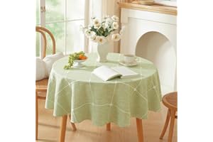 Zobesta Green Table Cloths Round 60 Inch, Cotton Linen Tablecloth for Round Tables, Dining Table Cover for Kitchen, Party, We
