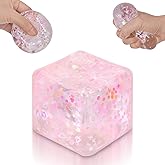 Puffwize Ice Cube Squishy Toy, Sensory Fidget Toys for Stress and Anxiety Relief, Slow Rise Squishy Cube for Kids and Adults, 1.98 Inch Pink Snowflake Crush Ice