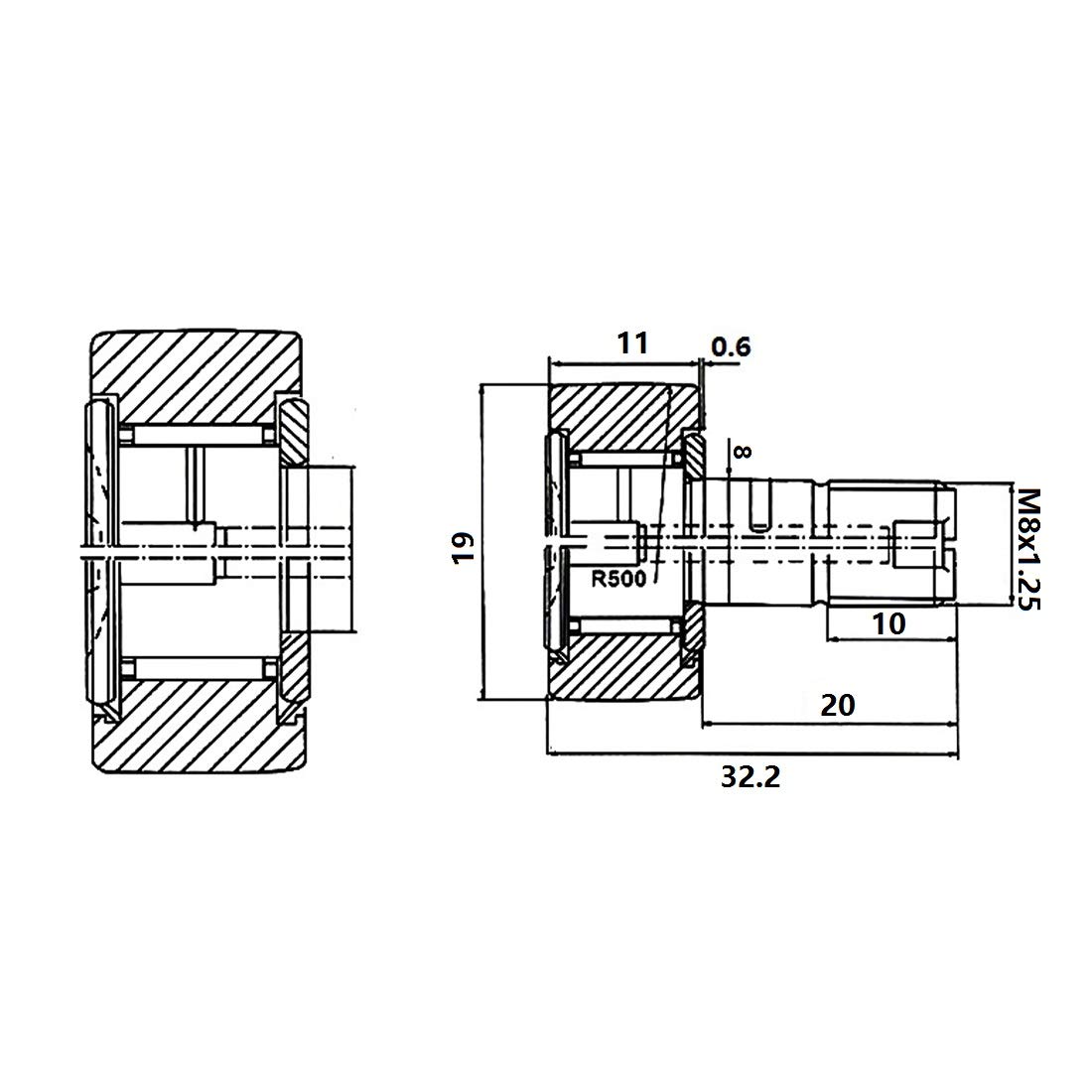 11mm Roller Width 19mm Roller Diameter uxcell CF8 Cam Follower KR19