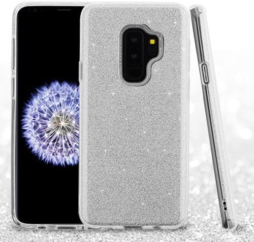 ShopAegis - [GLITTER] [Silver] Full Gradient Design Smooth Designed Frosted PC Hybrid Phone Cover Case for Samsung Galaxy S9 Plus +