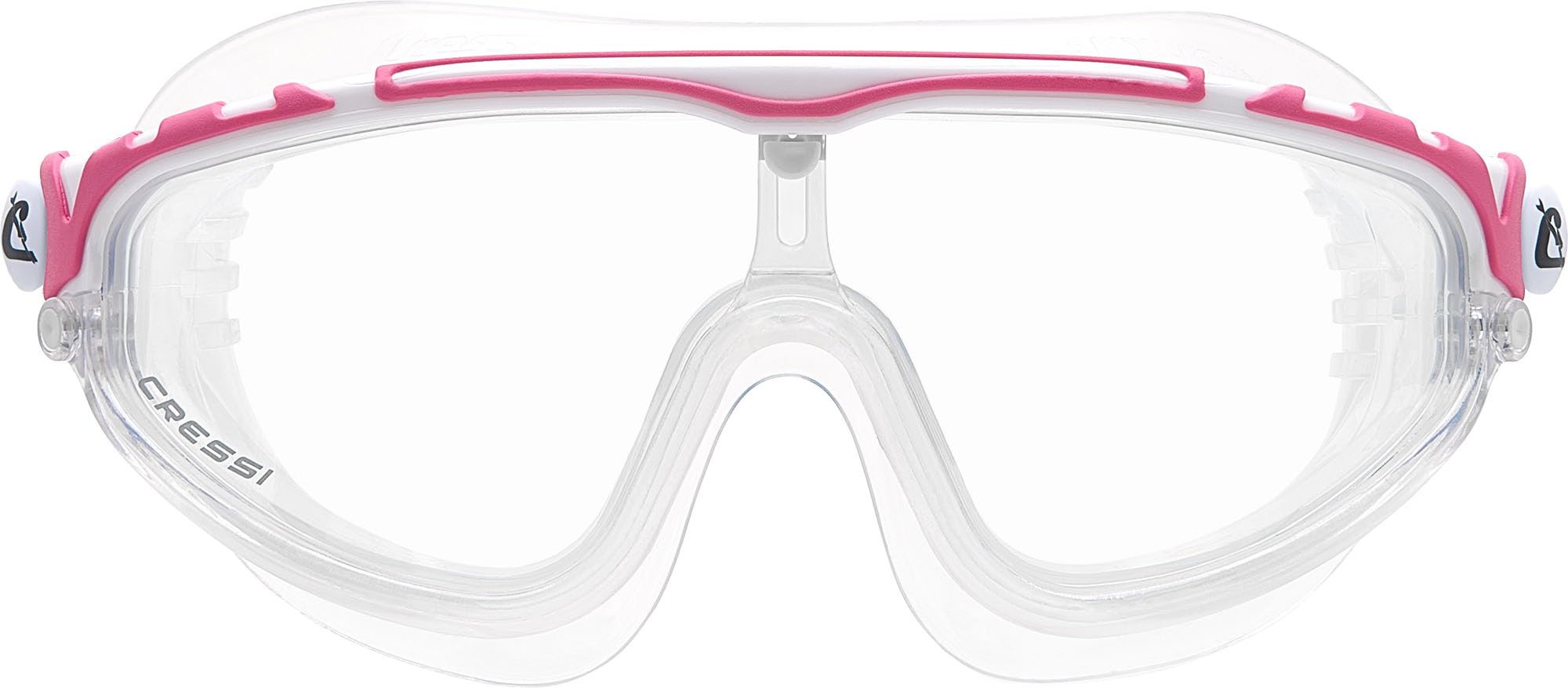 Cressi Skylight Swimming Goggles - Silicone Seal for Adult Swim Goggles - UV Anti-Fog Swimming Mask - Clear/Frame White Pink