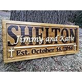 Personalized Cross D&eacute;cor Family Name Signs Custom Wedding Gift Wood Carved Sign Last Name Established 3D Wood Plaque Couple 5 Year Anniversary Gift Religious Gift