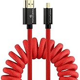 Alvin’s Cables 8K 2.1 Micro-HDMI to Full HDMI Braided Coiled-Cable for Atomos-Ninja-V 4K-60P Record 48Gbps HDMI for Canon-R5C