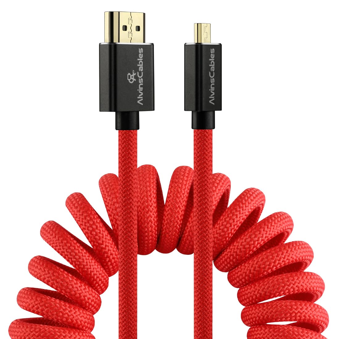 Alvin’s Cables 8K 2.1 Micro-HDMI to Full HDMI Braided Coiled-Cable for Atomos Ninja V 4K-60P Record — image 1