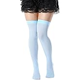 Syhood Mardi Gras Silk Thigh High Stockings, Nylon Stocking Sheer Thigh High Stockings for Halloween Cosplay