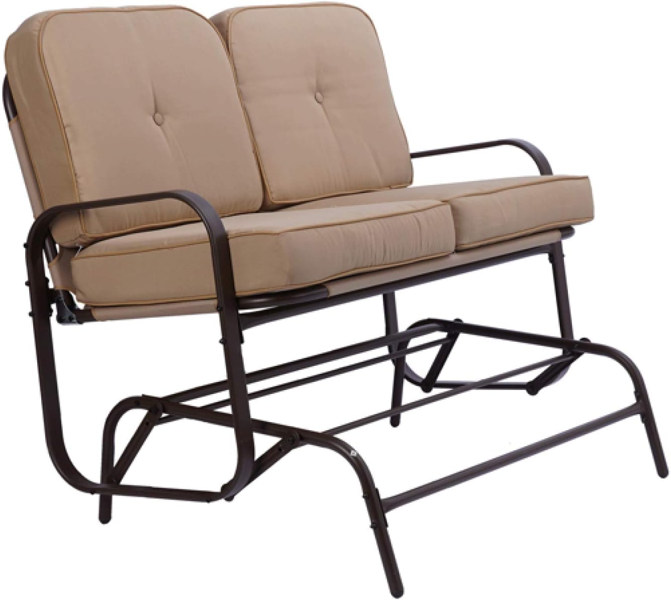 qianbo31 Garden Love seat, Outdoor Swing Glider Rocking Chair,Patio Bench for 2 Person, Double Sofa,Patio Steel Frame Chair Set with Cushion, Beige(1piece,pic): Home & Kitchen