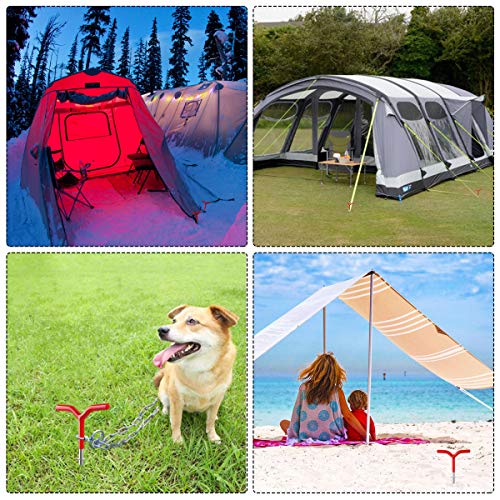 VIPITH Tent Stakes, Heavy-Duty Non-Rust Steel Camping Stakes, Unbreakable Screw Threads Ground Anchor, Available in Beach Snowfield and Grassland, 6 Pack - Thumbnail 6