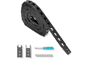 USKEYVISION 1M Drag Chain Cable Carrier R15 7x7mm(Inn HxW) Plastic Black Towline Wire Cable Chain Carrier for CNC Router Mill and 3D Printer,with Extra Connector,Screwdriver,Screws, Bridge Type(7x7）