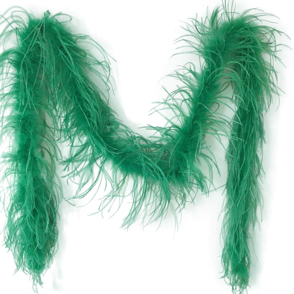 Sowder 72inch Length 1ply Ostrich Feather Boa for Wedding/party Decoration, Feather Scraf(dark green)