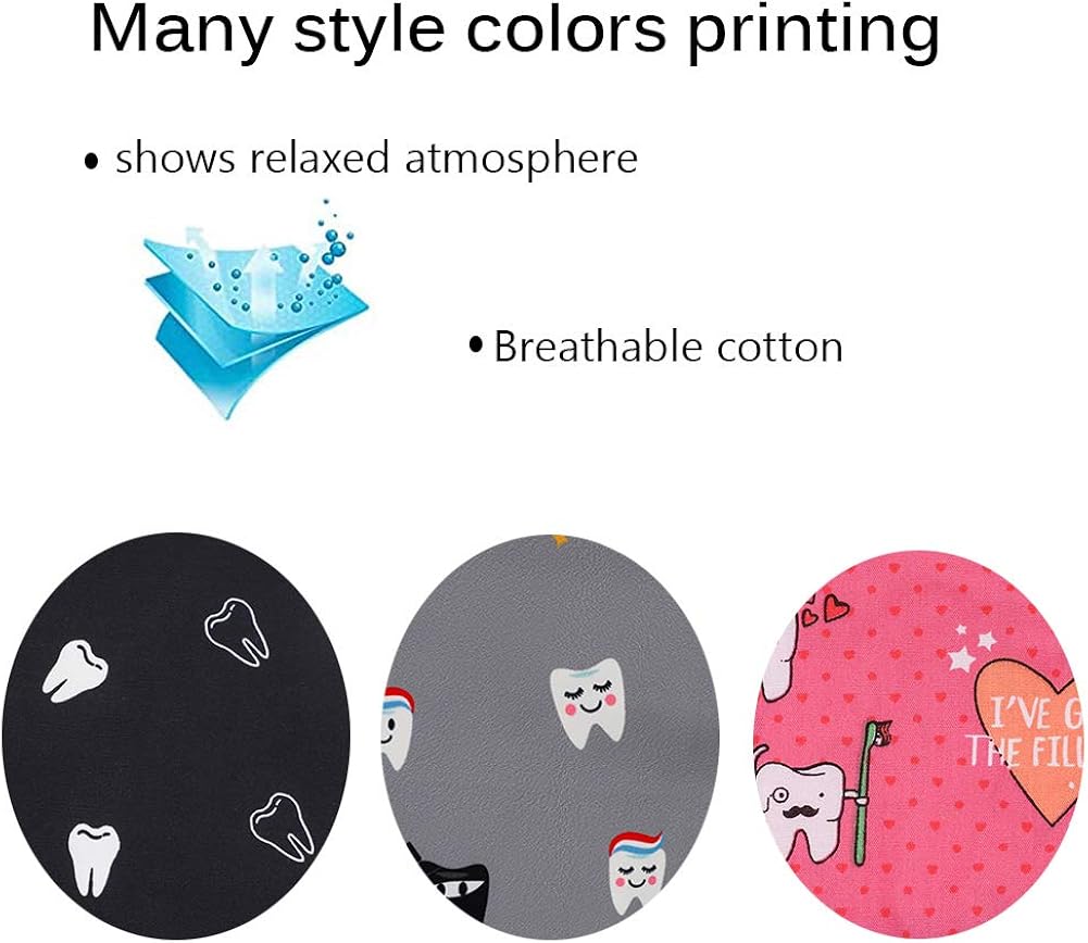 CHUANGLI 3Pcs Gourd-Shaped Working Caps with Upgrade Sweatband Adjustable Hats Head Cover- Women/Men (B08# Tooth Black Grey Pink): Clothing