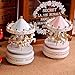 Soledi New Vintage Pink Wooden Merry-Go-Round Carousel Classic Music Box Kids Children Girls Christmas Birthday Wedding Gift Toy