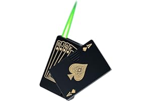 Klasyt Jet Torch Lighter, Green Flame Ace Card Refillable Butane Metal Windproof Poker of Spades Cool Lighter Design, Outdoor, Indoor, Camping, BBQ, Candle, Birthday, Gift for Men