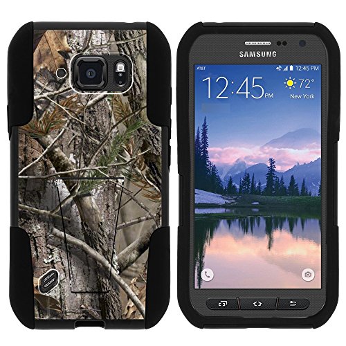 Galaxy S6 Active Case, Full Body Fusion STRIKE Impact Kickstand Case with Exclusive Illustrations for Samsung Galaxy S6 Active SM-G890 (AT&T) from MINITURTLE | Includes Clear Screen Protector and Stylus Pen - Tree Bark Hunter Camouflage