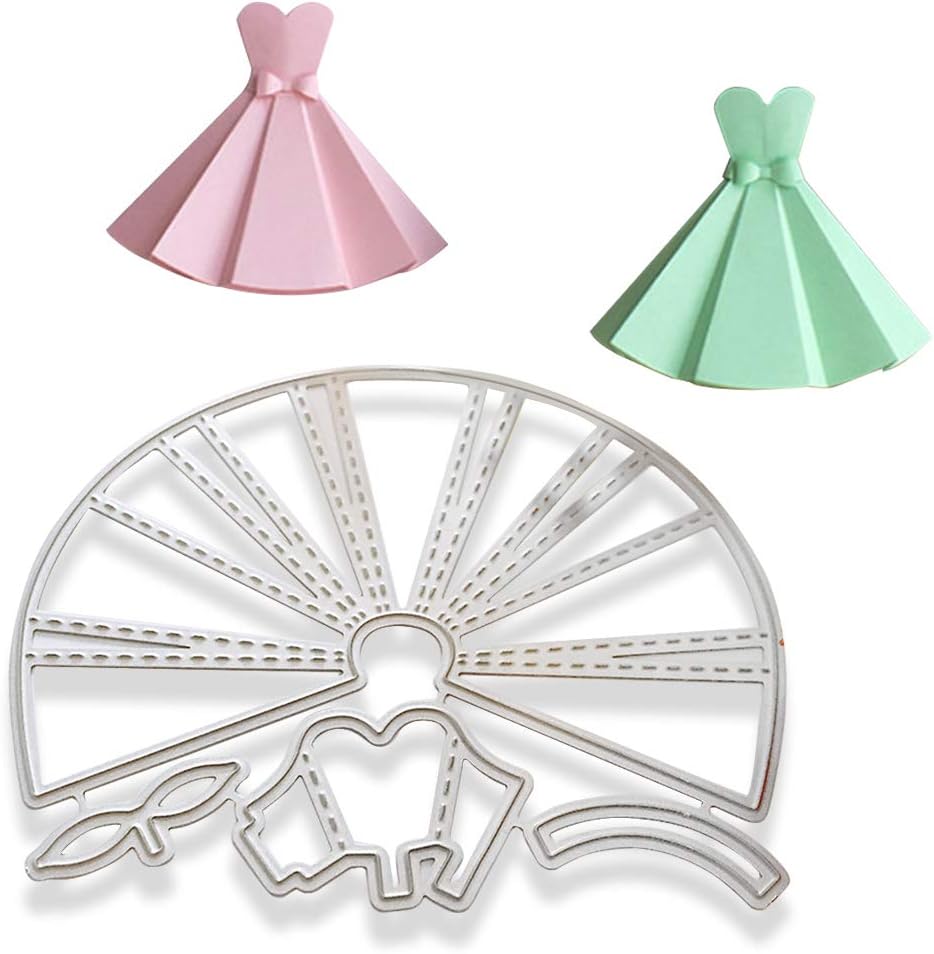Hukai Carbon Steel Cute Skirt Dress Cutting Dies Embossing Stencil Templates Mold DIY Paper Art Craft Scrapbook Bookmark Card Decor,Good Gift for Your Kids to Cultivate Their Hands-on Ability
