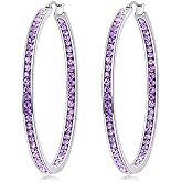 CiNily Mult-colors Crystal Stainless Steel Hoop Earring for Women Hypoallergenic Jewelry for Sensitive Ears Large Big Hoop Earrings 2"