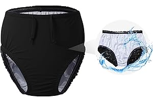 CODIDA 3T to Youth Reusable Swim Diaper Washable Incontinence Underwear for Special Needs Kids Waterproof Covers（Black，14-16）