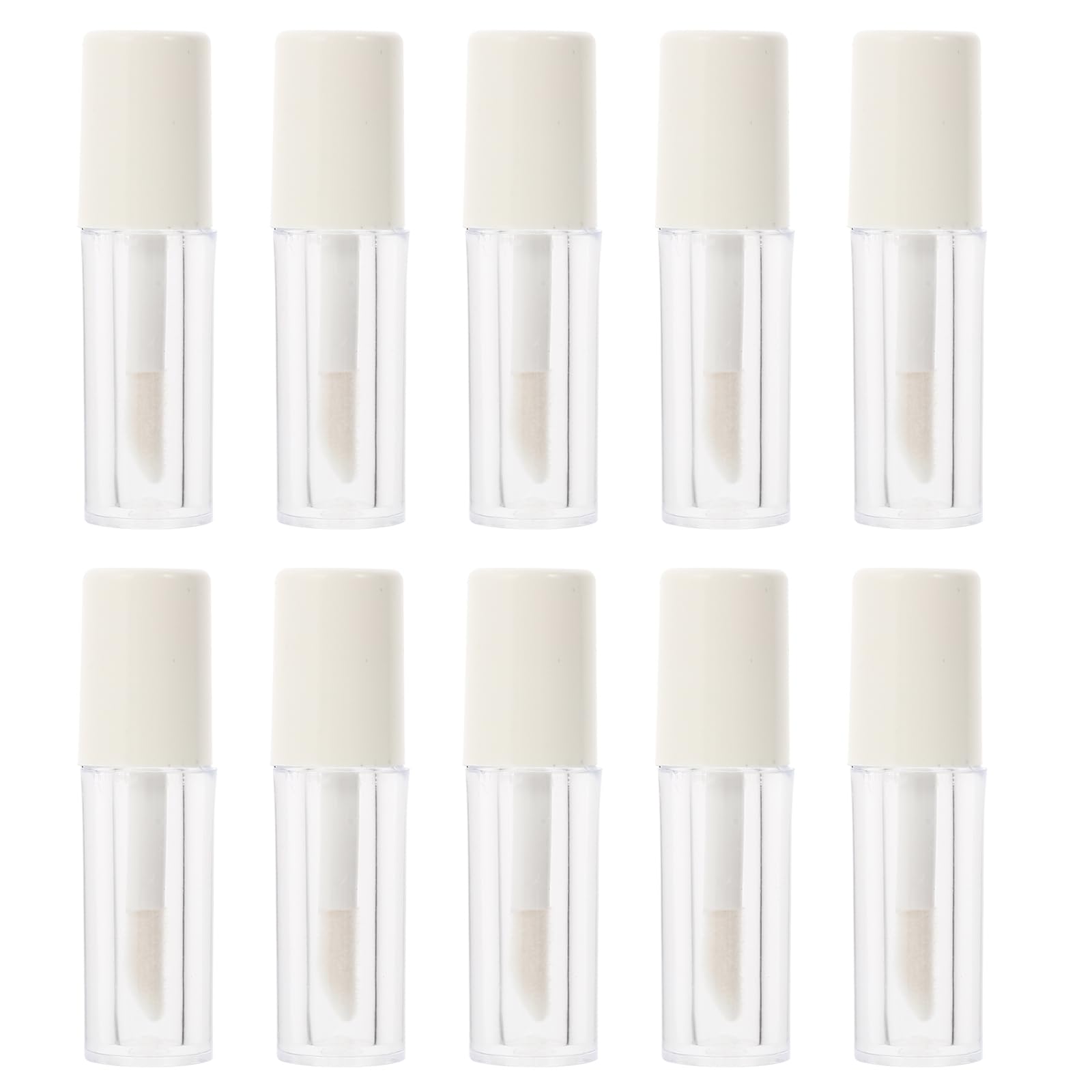 minkissy 10pcs Empty Lip Gloss Bottles Tube with Wand - 1.2ml Refillable Mini Bottle Bulk Lip Oil with Rubber for Lipstick Lipgloss DIY Clear Container (White)